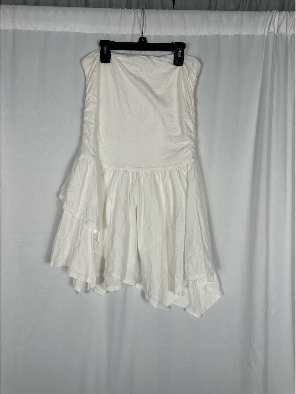 Aerie White Strapless Asymmetrical Dress Large